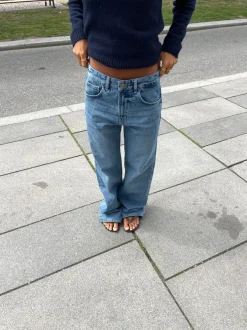 Design By Si Star jeans med hvide stjerner - Lys denim Clearance