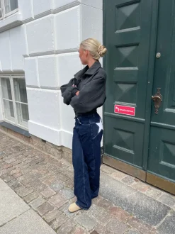 Design By Si Star jeans med hvide stjerner - Mørk denim Outlet