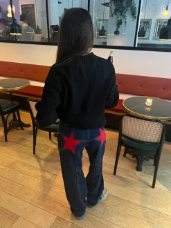 Design By Si Star jeans med rød stjerne - Mørk denim Sale