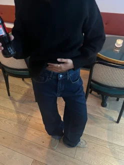 Design By Si Star jeans med rød stjerne - Mørk denim Sale