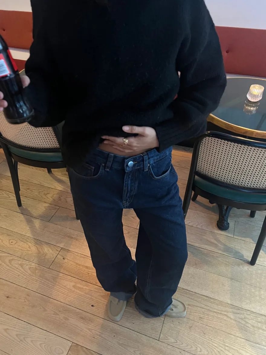 Design By Si Star jeans med rød stjerne - Mørk denim Sale