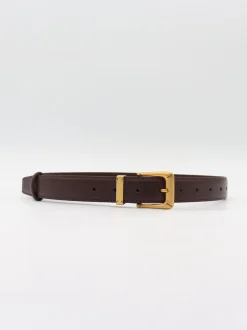 Design By Si Stone bælte - Mørkebrun/guld Outlet