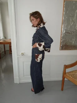 Design By Si Suivinia jeans med koprint - Blå Online