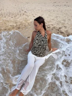 Design By Si Susiana halternecktop med mønster - Grøn/off white Best