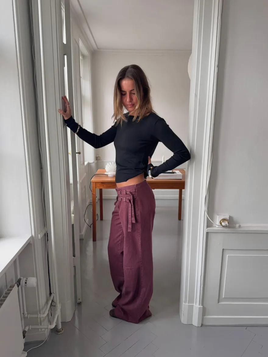 Design By Si Sussa bukser med detaljer - Bordeaux Discount