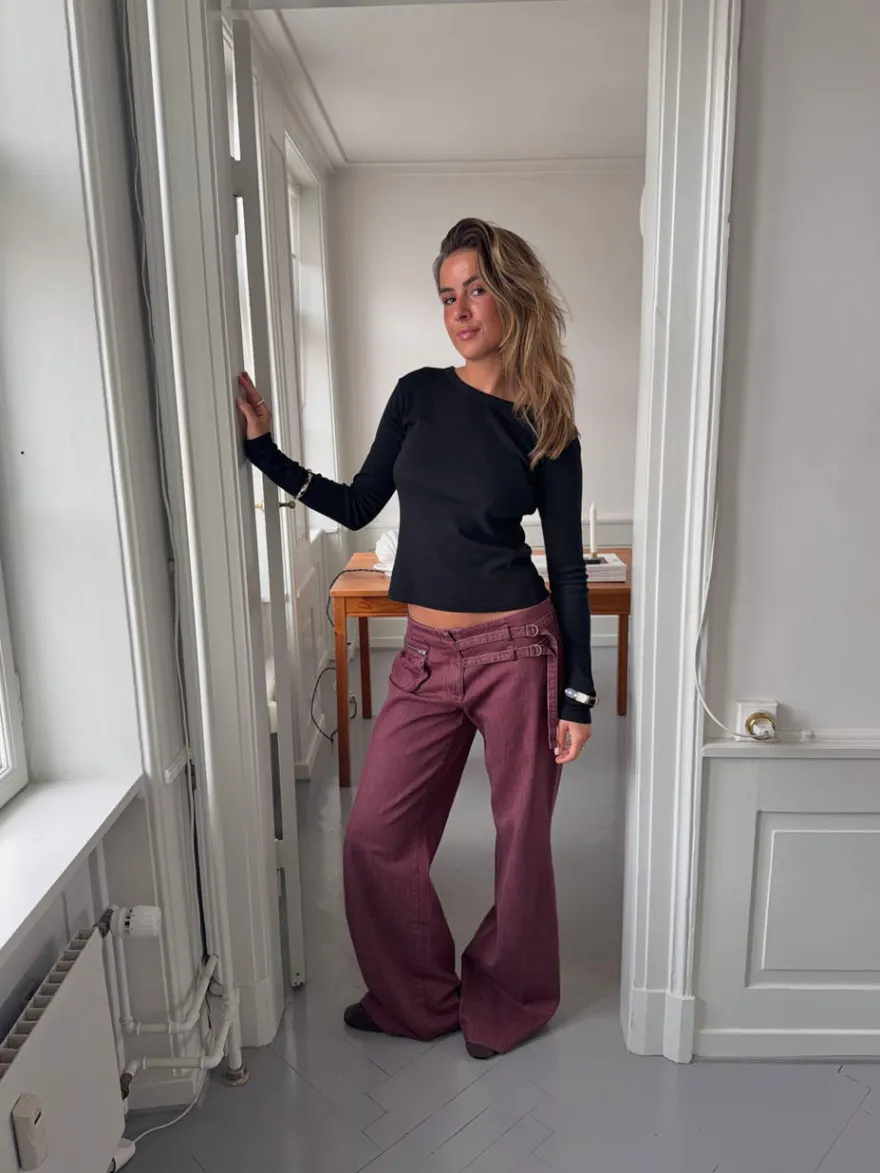 Design By Si Sussa bukser med detaljer - Bordeaux Discount