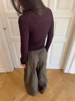 Design By Si Suzy bluse med striber - Bordeaux og sort Sale