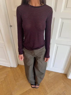 Design By Si Suzy bluse med striber - Bordeaux og sort Sale