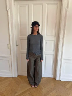 Design By Si Suzy bluse med striber - Sort og grå