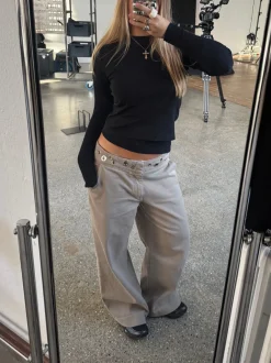 Design By Si Tanija jeans med ringdetaljer - Beige Sale