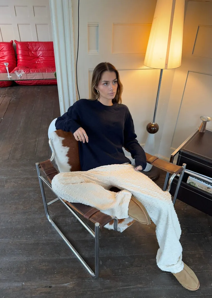 Design By Si Tea sweater i uld - Navy Discount