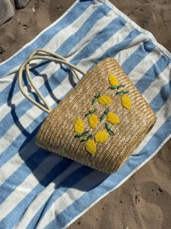 Design By Si Terlizzi flettet taske med citroner - Beige/gul Sale