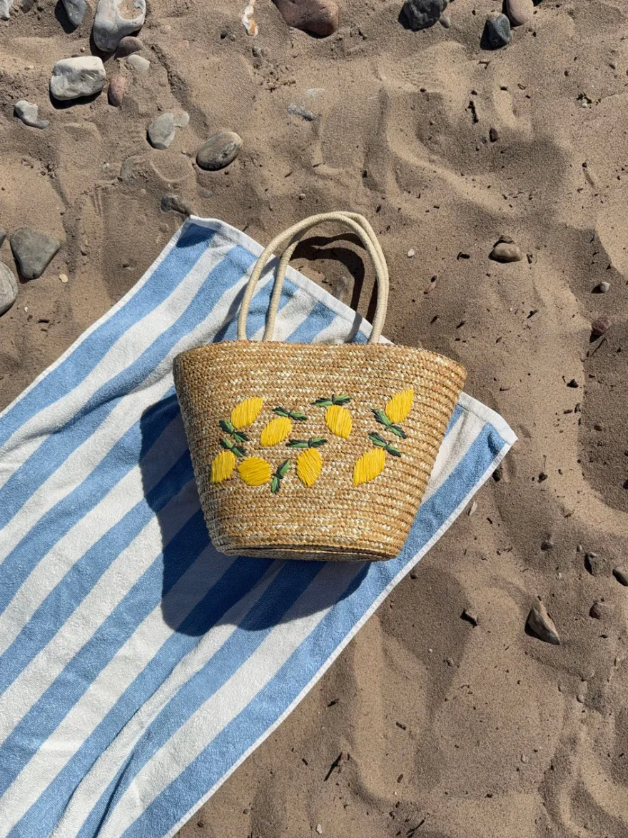 Design By Si Terlizzi flettet taske med citroner - Beige/gul Sale