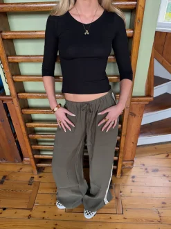 Design By Si Tessy bluse med trekvartærmer - Sort Clearance
