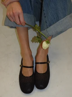 Design By Si Tilda ballerinaer i mesh med spænde - Sort New