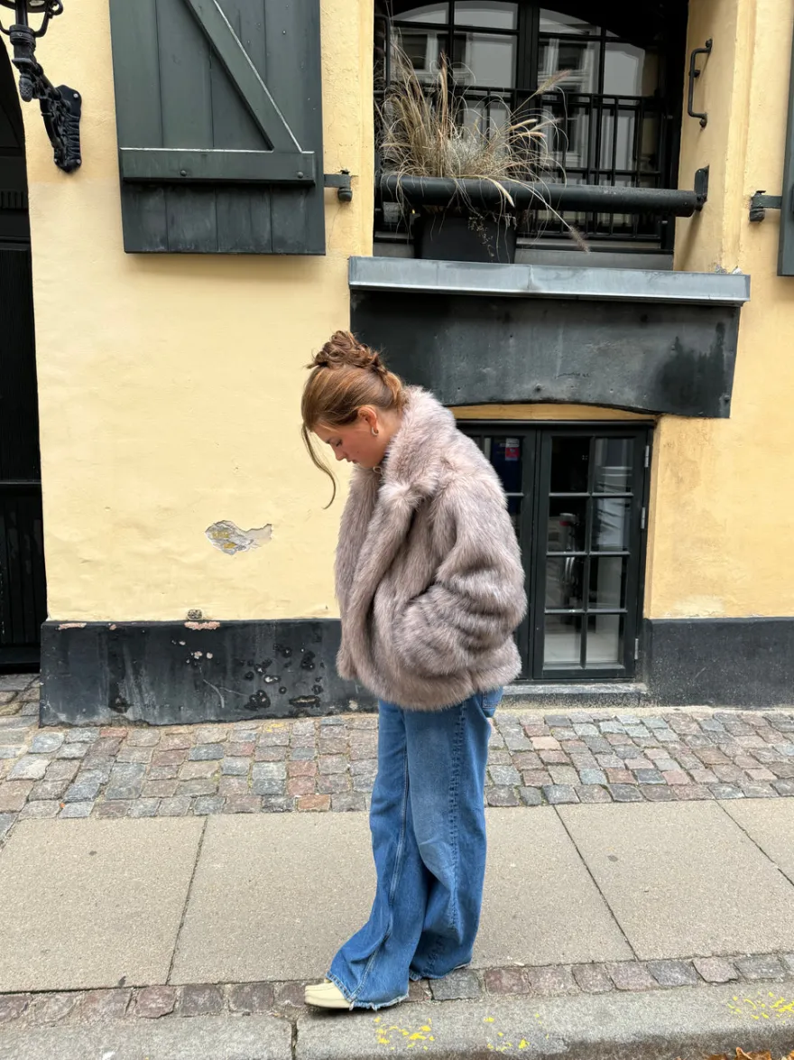 Design By Si Tilla pelsjakke - Beige Best