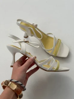 Design By Si Tillia hæle - Hvid/gul Outlet