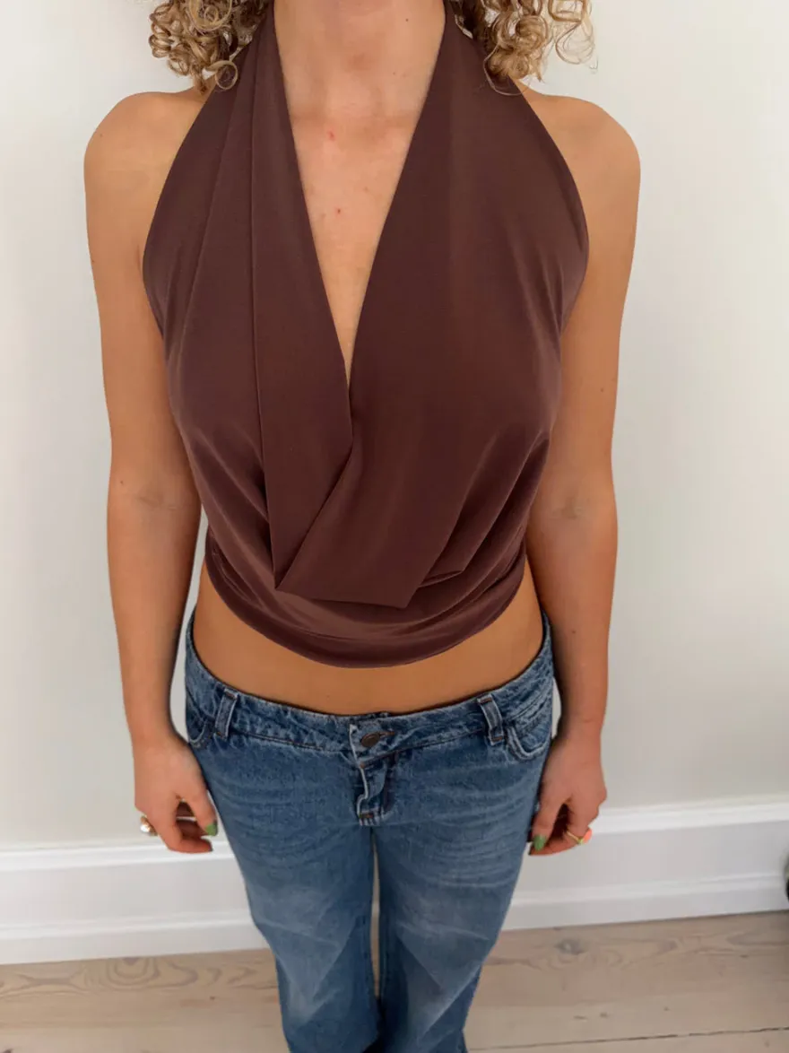 Design By Si Tina halternecktop - Brun Discount
