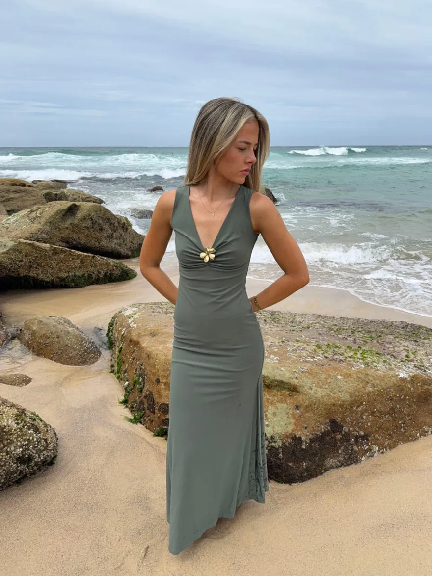 Design By Si Tita maxikjole - Sagegrøn