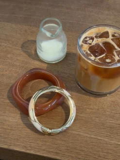 Design By Si Tove armbånd med mønster - Nude/brun/guld Best
