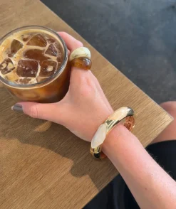 Design By Si Tove armbånd med mønster - Nude/brun/guld Best