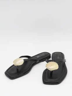 Design By Si Trina sandaler med muslingedetalje - Sort/guld Best