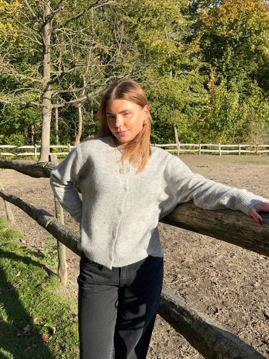 Design By Si Trine cardigan i uld - Lysegrå