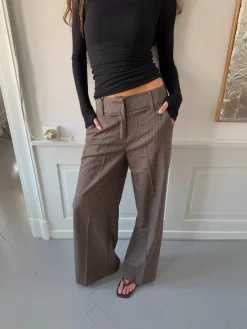 Design By Si Tulle suitbukser med tern - Brun/sort Online