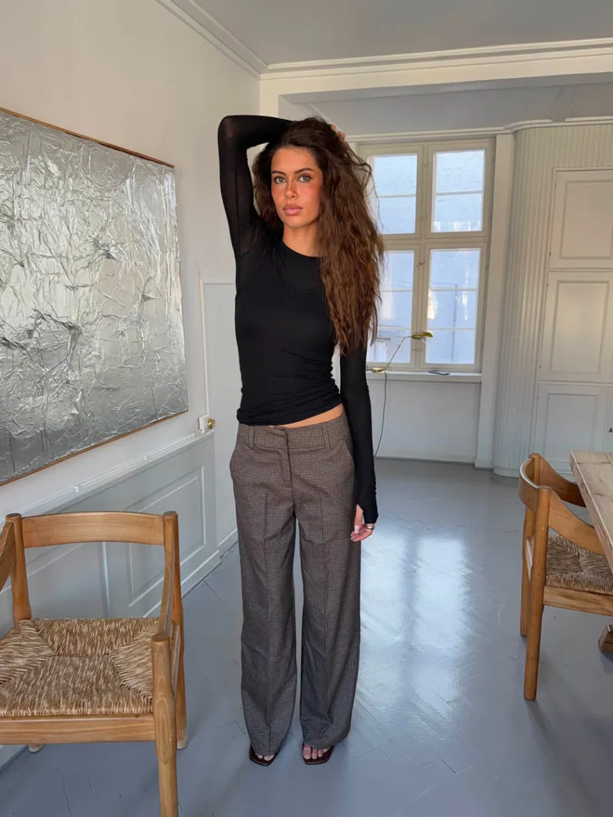 Design By Si Tulle suitbukser med tern - Brun/sort Online