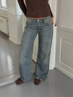 Design By Si Tuva lavtaljede jeans - Lys denim Discount