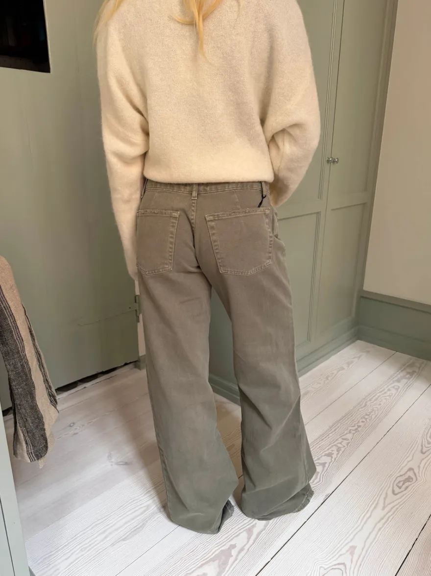 Design By Si Tuva lavtaljede jeans - Sage grøn Discount