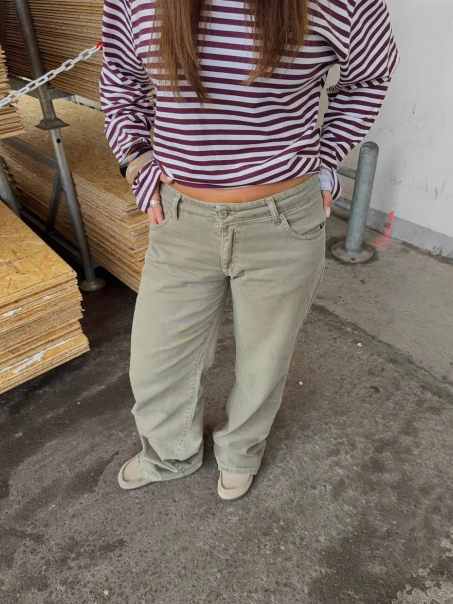 Design By Si Tuva lavtaljede jeans - Sage grøn Discount