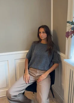 Design By Si Ulla kortærmet striktrøje - Mørk grå Online
