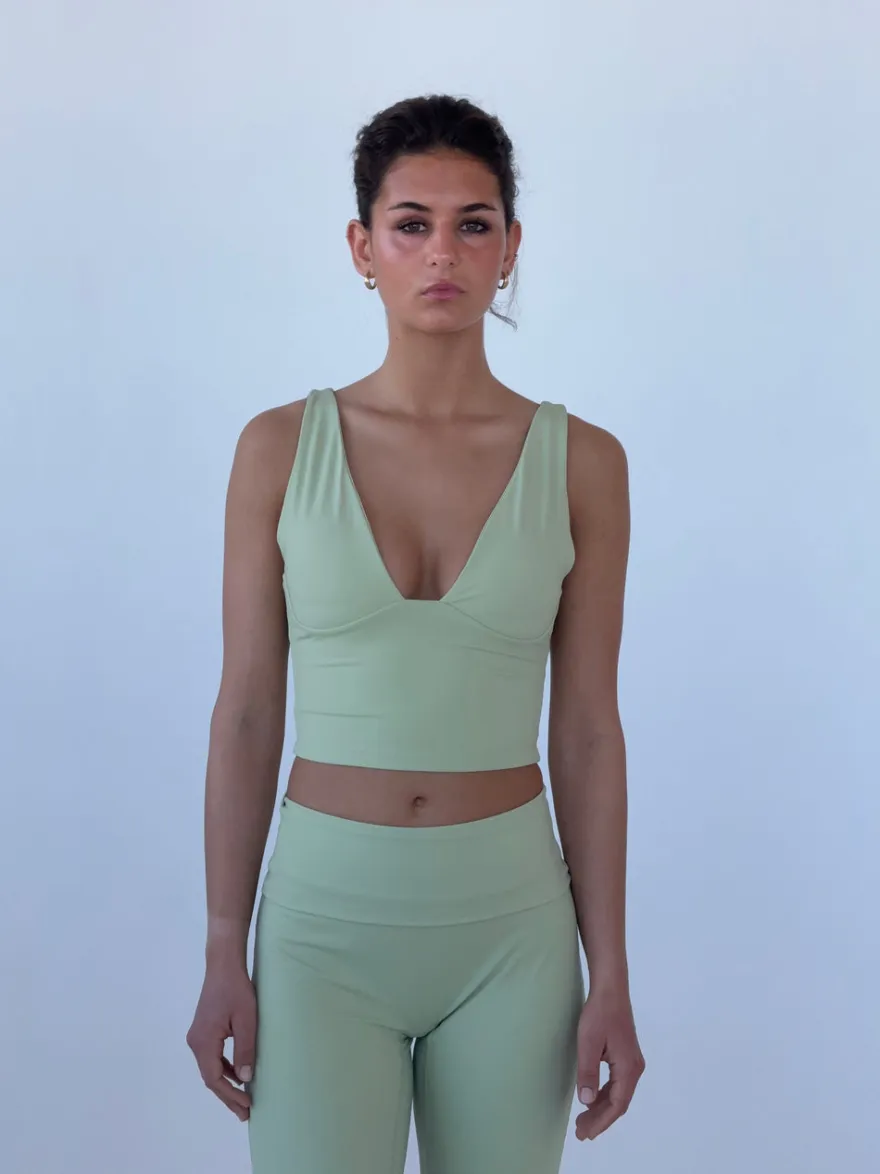 Design By Si Ultimate v-neck top - Matcha Best