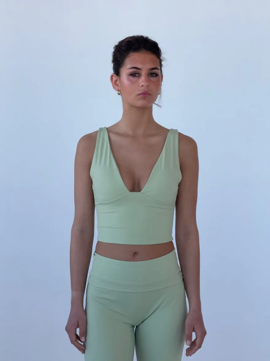 Design By Si Ultimate v-neck top - Matcha Best