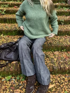 Design By Si Valdamara oversized striktrøje med turtleneck - Grøn Best