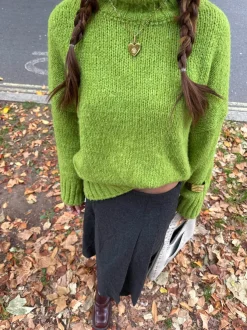 Design By Si Valdamara oversized striktrøje med turtleneck - Limegrøn Sale