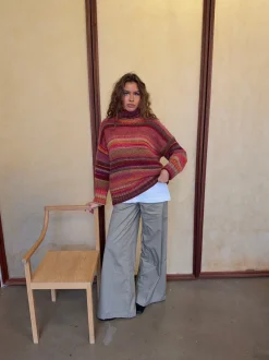 Design By Si Valdamara oversized striktrøje med turtleneck - Multifarvet Clearance