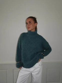 Design By Si Valdamara oversized striktrøje med turtleneck - Blå Best