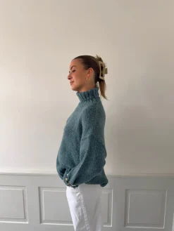Design By Si Valdamara oversized striktrøje med turtleneck - Blå Best