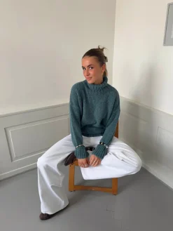 Design By Si Valdamara oversized striktrøje med turtleneck - Blå Best