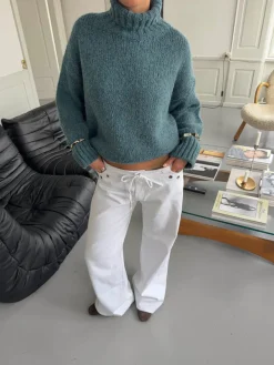 Design By Si Valdamara oversized striktrøje med turtleneck - Blå Best