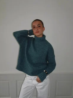 Design By Si Valdamara oversized striktrøje med turtleneck - Blå Best