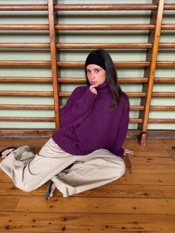 Design By Si Valdamara oversized striktrøje med turtleneck - Lilla