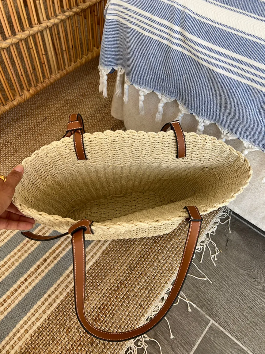 Design By Si Valenza flettet taske med læder stropper - Beige/brun Sale