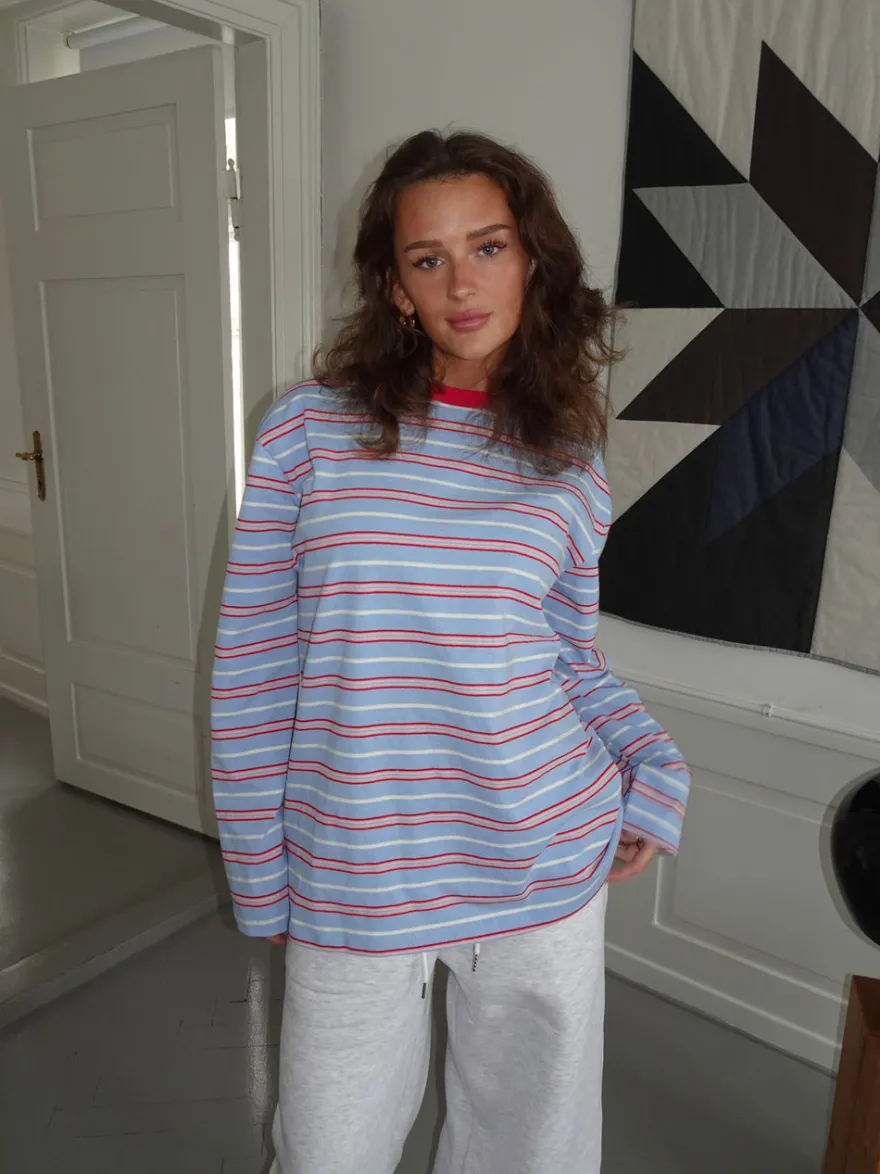 Design By Si Vera bluse med striber - Rød/hvid/blå