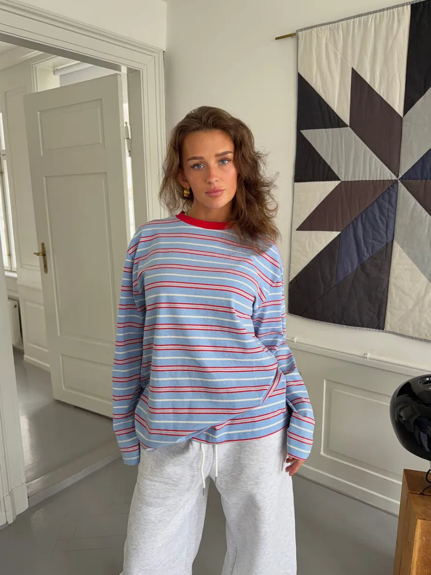 Design By Si Vera bluse med striber - Rød/hvid/blå