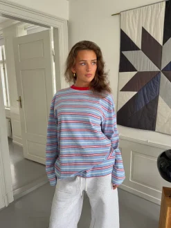 Design By Si Vera bluse med striber - Rød/hvid/blå