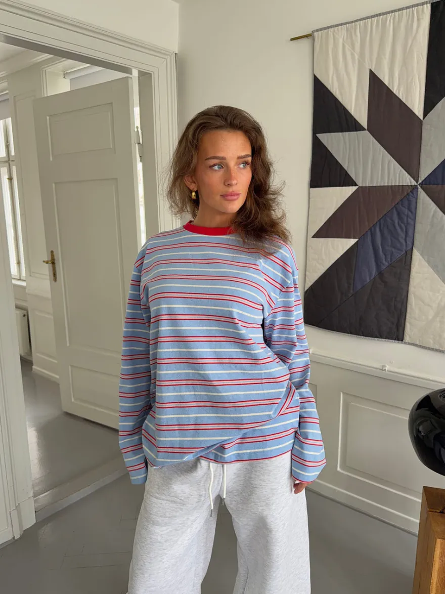 Design By Si Vera bluse med striber - Rød/hvid/blå