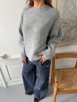 Design By Si Vicky striktrøje med ribdetaljer - Grå Best
